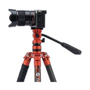 FotoPro X-AIRCROSS 3 5-Section Carbon Fiber Travel Tripod with FPH-42QR Ball Head, Flame Orange