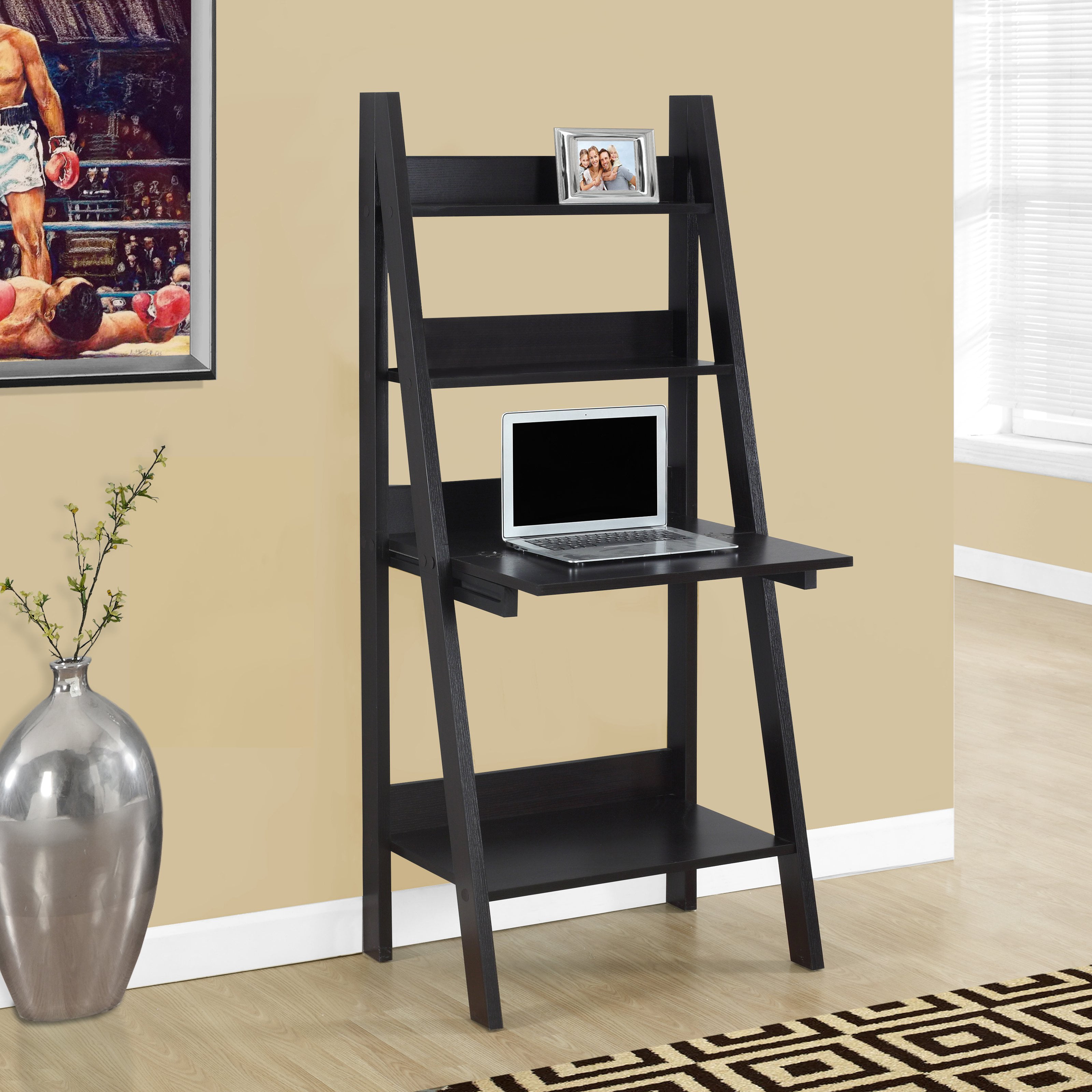 Monarch Computer Desk 61 H Cappuccino Ladder Style Com