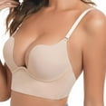 thumbnail image 4 of Dowegor Bras for Women U Neckline Backless Bra Deep V Padded Low Cut Bras for Support Low Back Bra Plunge Bra Halter Top Bra Beige C sale, 4 of 9