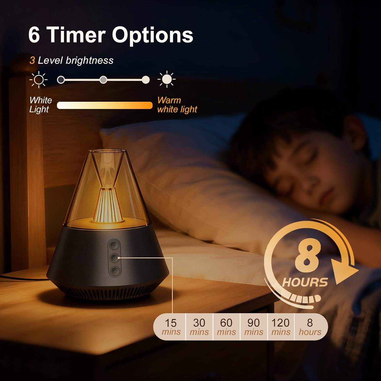 Kipcush 30 Non-Looping White & Pink Noise, Adjustable Night Light Sound Machine w/ Memory Recall for Baby and Adult Black