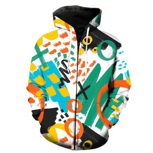 Sudadera con capucha y cremallera para hombre, diseño de grafiti de arte abstracto, divertida, de manga larga, con estampado 3D, estilo Harajuku, de gran tamaño, para primavera y otoño.