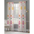 thumbnail image 4 of Spring Easter Sheer Curtains 108 Inch Length 2 Panels Set Window Treatments, Pink Yellow Vintage Eggs Floral Botanical Rod Pocket Semi Curtains for Living Room/Bedroom/Kitchen Décor, 104"W x 108"L, 4 of 7