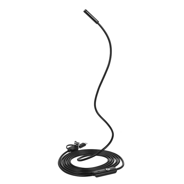 7mm Lens 640x480 Inspection Camera with 3-in-1 Type-C/Micro USB/USB Connectors, IP67 Waterproof, 2M Cable, 30fps, 67° View Angle - Compatible with Android Phones & PC, Includes Hook, Magnet, Side
