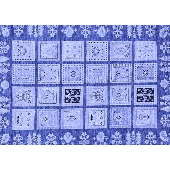 Ahgly Company Indoor Rectangle Abstract Blue Modern Area Rugs, 2' x 5'