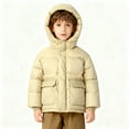thumbnail image 1 of Parkas de manga larga, chaqueta de invierno con capucha y plumón cálido para niños y niñas, ropa infantil mediana y grande, chaqueta gruesa y corta, tops de algodón para niños., 1 of 9