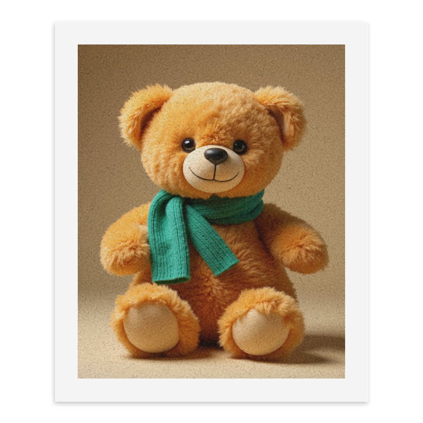 Paint By Numbers Kit for Adults Beginner - DIY Cuddly Teddy Bear Green Scarf Canvas Painting Kits for Adults, Frameless Paint By Number for Adults for Home Wall Decor 16x20 Inch