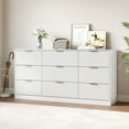 thumbnail image 3 of YouTrend White 9 Drawer Dresser for Bedroom,Modern Adult Fluted Wood Chest of Drawer with Golden Embedded Handles for Living Room,Hallway, 3 of 12