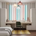thumbnail image 5 of Aqua Teal Stripe Kitchen Curtains 63 Inch Length, Geometric Grey White Vertical Striped Grommet Top Bedroom Living Room Curtains, Light Filtering Cafe Curtain Drapes 2 Panels Set 84''x63'', 5 of 9