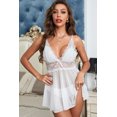 thumbnail image 2 of ABPHQTO Babydoll de tul de encaje con escote en V profundo blanco para mujer, 2 of 5