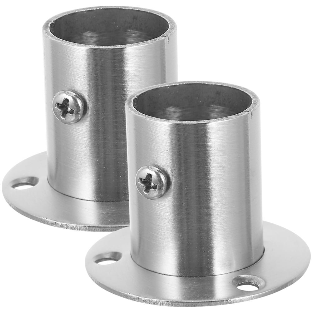 2pcs Stainless Steel Closet Rod Flange Socket Useful Closet Rod Support Holder