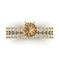 thumbnail image 2 of Clara Pucci 18K Yellow Gold 1.66 Simulated Champagne Engraveable Engagement Ring + Wedding Band Set, 2 of 7