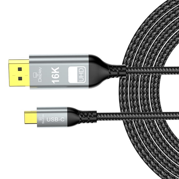 USB C to DisplayPort 2.1 Cable Adapters Supporting 16K 8K 4K UHD Resolution Highly Refreshing Rate 240Hz 60Hz for Laptop Computer Monitor Screens