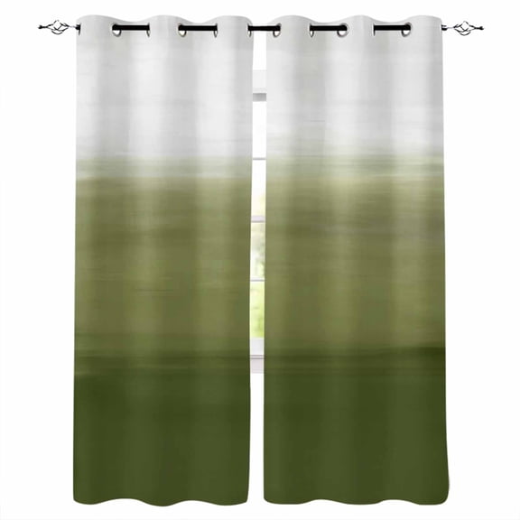 Sage Green Ombre Blackout Curtains for Bedroom/Living Room, Thermal Insulated Kitchen Curtains, Modern Abstract Art Texture Grommet Darkening Window Treatment Drapes 52"x72"x2
