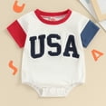 thumbnail image 3 of Okbabeha Fourth Of July Baby Boy Girl Outfit Summer Clothes USA Embroidery Romper Bubble Bodysuit Patriots Baby Clothes, 3 of 7