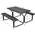 thumbnail image 2 of SAZYY Picnic Table Bench Set Outdoor Camping All Weather Metal Base Wood-Like Texture Backyard Poolside Dining Party Garden Patio Lawn Deck Large Camping Picnic Tables for Adult, Black, 2 of 8