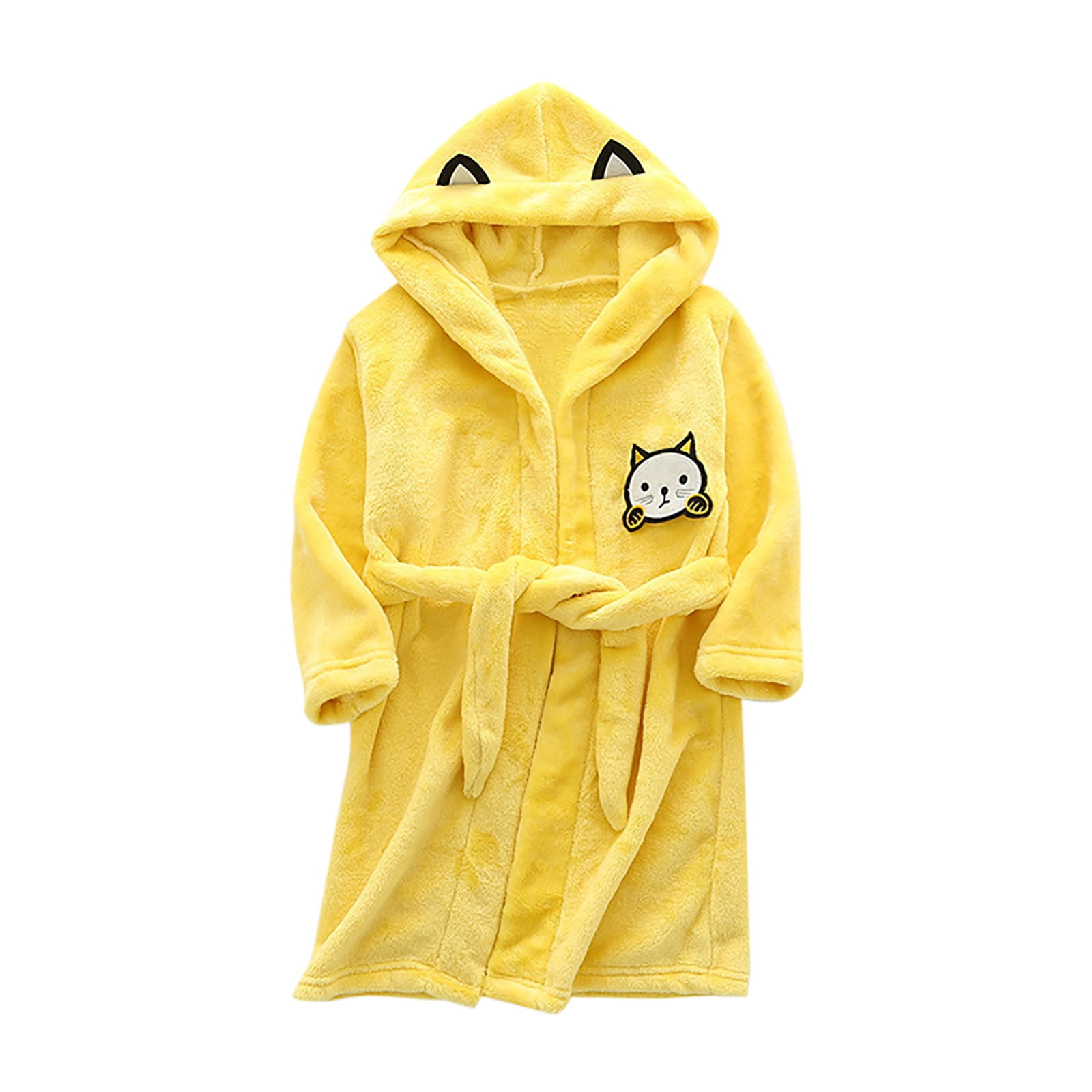 Dvkptbk Peignoirs Garçons Filles, Peignoirs à Capuche En Polaire Douce Et Moelleuse Avec Ceinture Et Poches Pour Enfants 3-4 Ans