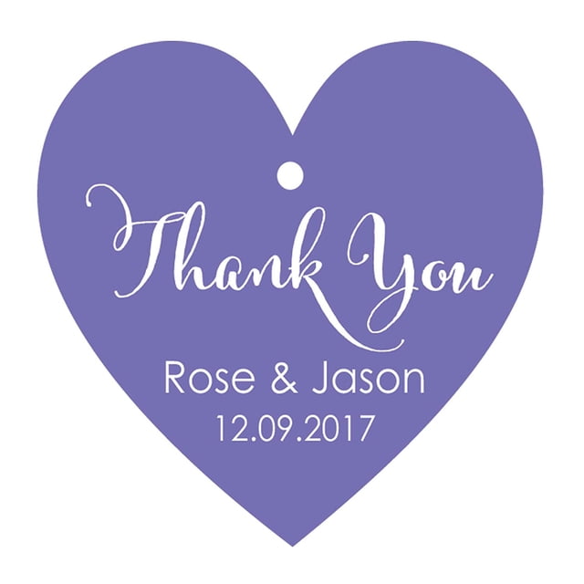 100 PCS Thank You Custom Made Heart Shape Hang Tags Personalized Wedding Favor Paper Tags
