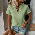 thumbnail image 4 of LADIGASU Women's V-neck Short-sleeved Loose Shirt Top, 4 of 5