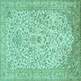 thumbnail image 1 of Ahgly Company Indoor Square Persian Turquoise Blue Traditional Area Rugs, 4' Square, 1 of 4