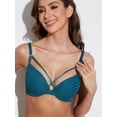 thumbnail image 2 of Deyllo Women's Sexy Lace Push Up Bras Plunge Padded Underwire Support Bra Clearance, Enamel Blue 34C, 2 of 5
