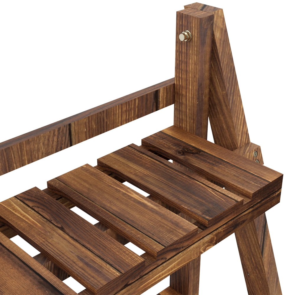 Renwick 3 Tier Folding Wooden Flower Stand for Outdoor & Indoor, Brown