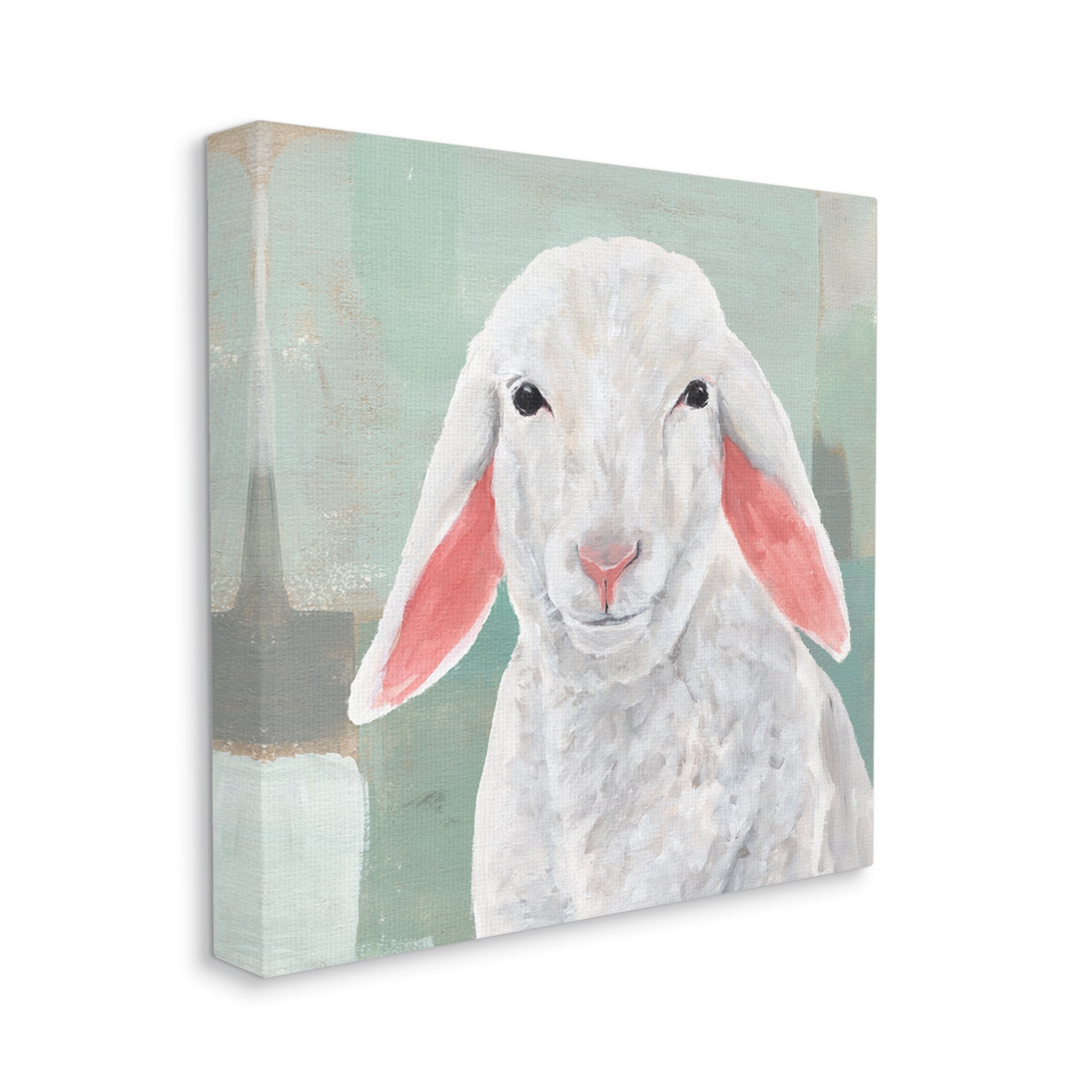 Stupell Industries Happy Sheep Portrait Animals & Insects Painting Gallery Wrapped Canvas Print Wall Art, 24 x 24