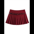 thumbnail image 1 of Minifalda Plisada Elástica de Corte A con Cinturón para Mujer, Estilo Y2K Vino Tinto M, 1 of 7