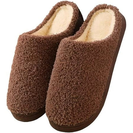 

CoCopeaunts Comfy House Slipper for Women Men Winter Warm Non-Slip Furry Indoor Outdoor Slipper with Rubber Sole