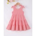 thumbnail image 2 of KIMI BEAR 4T Toddler Girls Dress 5T Child Girl Sundress Sleeveless Bowknot Off the Shoulder A-line Dresses Solid Color Clothing Pink, 2 of 8