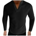 thumbnail image 1 of Besolor Long Sleeve Shirts for Men Plus Size Solid Color V Neck Pullover Tops Fall Winter Trendy Casual Basic Blouse, 1 of 5