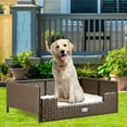 thumbnail image 2 of Dextrus Rattan Dog Bed for Large Medium Dogs and Cats, 34.6''Lx23.6''Wx11.8''H Indoor Outdoor Pet Bed with Beige Cushion, 2 of 7