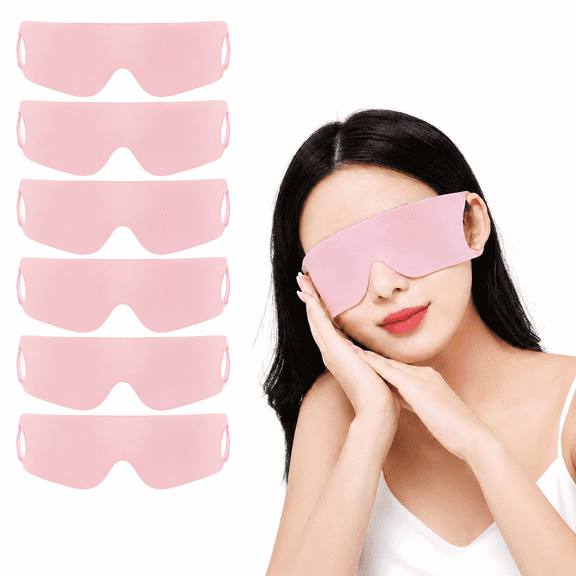 Sleep Eye Mask 6 Pack, 7.5x3.1 Inch Ultra Thin Ear Hook Blackout Blindfold, Soft Elastic Breathable Shade for Travel Nap Meditation, Soft Pink