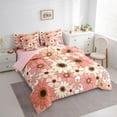 thumbnail image 3 of Homewish Cartoon Flower Daisy 7-Piece Twin Bedding Sets,Retro Rustic Floral Bedding Comforter Set,Pink Orange Blossom Sheet Sets For Girls Kids,Microfiber Bedroom Decor Reversible, 3 of 8