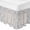 White, variant on Ivory White Farmhouse Bed Skirt Queen Size 16 Inch Drop, Linen Texture Geometric Lines Floral Adjustable Elastic Dust Ruffles Bedskirt for Queen Bed Wrap Around Pleated Mattress Frame Cover