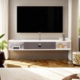 thumbnail image 2 of TV Console,63'' Wall-Mounted Media Console TV Cabinet Floating TV Stand Entertainment Shelf with Door and Storage (Grey White) My Lux Decor Round, 2 of 6