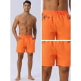 thumbnail image 4 of DARING DIVA Men's Elastic Waist Drawstring Mesh Lining Beach Shorts 28 Orange, 4 of 6