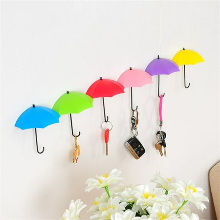 MIARHB 12Pcs Colorful Umbrella Wall Hook Key Hair Pin Holder Organizer Decorative organization and storage