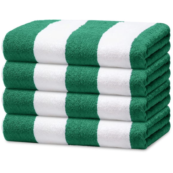Avalon Towels Cabana Beach Towels 4 Pack (Size 30x60) Inches Oversized, 100% Ring Spun Cotton, Highly Absorbent Large Pool Towels