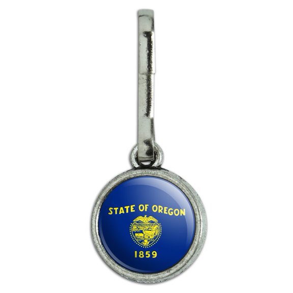 Oregon State Flag Antiqued Charm Clothes Purse Suitcase Backpack Zipper Pull Aid