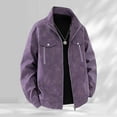 thumbnail image 2 of MIXUE Mens Coats And Jackets Autumn Winter Leather Solid Color Lapel Long Sleeve Zip Up Classic Coat Outwear,Purple,XXXL, 2 of 3