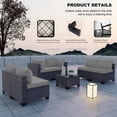 thumbnail image 6 of Kullavik 7 Pieces Outdoor Patio Furniture Wicker Rattan Sectional Sofa Patio Conversation Sets Gray, 6 of 7