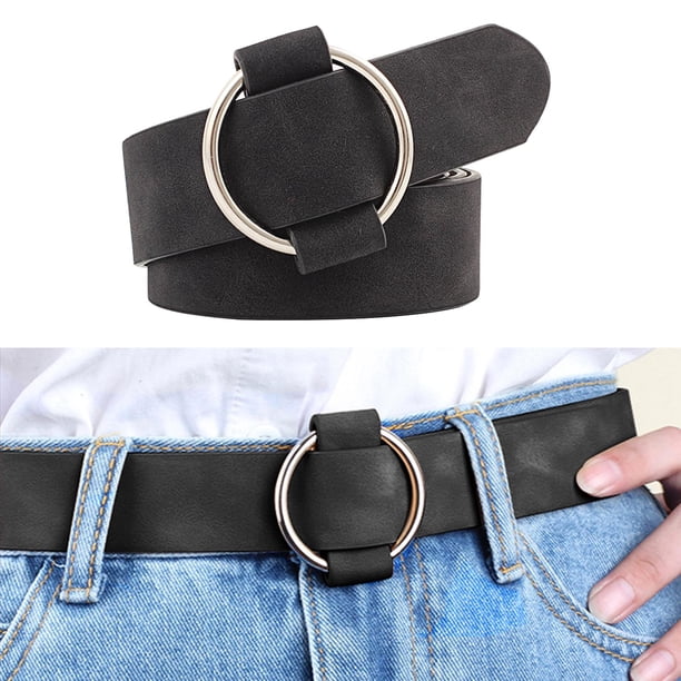 Cinturón de cuero para mujer con hebil de redondo sin agujero de pasador cinturón pantalones Macarena Cinturón de cintura para mujer