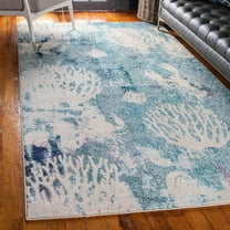 Unique Loom Positano Collection Area Rug - Laurito (9' x 12' 2" Rectangle Light Blue/Beige)
