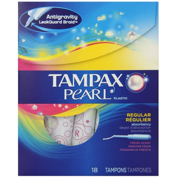 2 Pack Tampax Pearl Plastic Tampons, Regular Absorbency, Fresh Scent