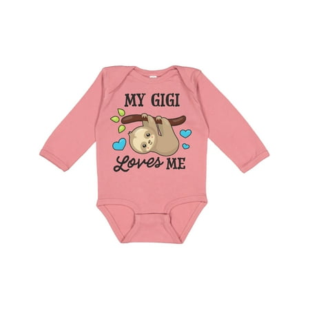 

Inktastic My Gigi Loves Me with Sloth and Hearts Gift Baby Boy or Baby Girl Long Sleeve Bodysuit