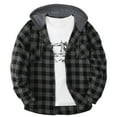 thumbnail image 2 of Men's Fashion Trend Checkered Hooded Sportswear, Casual Long Sleeve Sweatshirt, Street Style Top for Urban Outings, Christmas, Fall Winter, Stylish Daily Wear,Dark Gray,2XL, 2 of 7