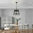 thumbnail image 4 of Retro Farmhouse Chandelier for Dining Room, Kitchen Island Pendant Lighting with 4-Lights(No bulb), Classic Ceiling Pendant Lighting Lamp for Living Room, Walnut + Black, 4 of 6