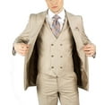 thumbnail image 2 of Adam Baker by Needle & Stitch 12965 Mens 3-Piece Peak Lapel Modern Fit Suit - Beige - 60R, 2 of 2