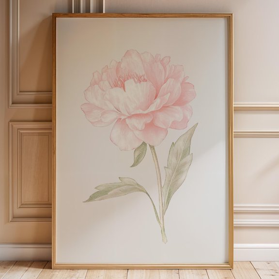 Pink Peony Wall Art, Girls Floral Nursery Print, Peony, Vintage Floral Print, Botanical Wall Art, Pink Nursery Art, Girls Room Art Wall Art, Modern Wall Decor, 8x12 UNFRAMED