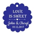 thumbnail image 1 of 100 PCS Love is Sweet Personalized Scallop Edge Wedding Favor Gift Paper Tags Custom Made Hang Tags, 1 of 1